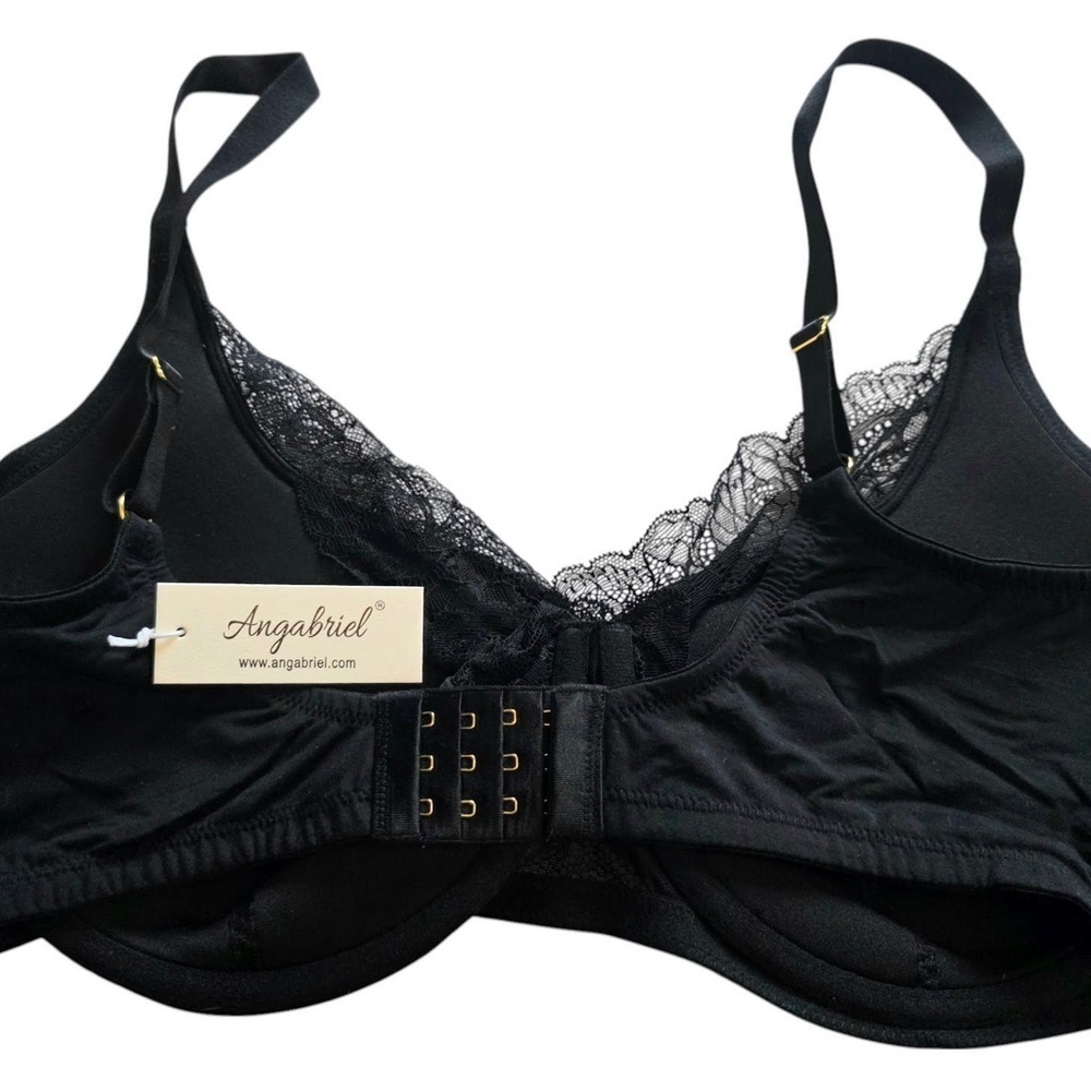 Angabriel Black Lace Underwire Bra Full Coverage Support Sexy Classic Lingerie - Picture 5 of 6